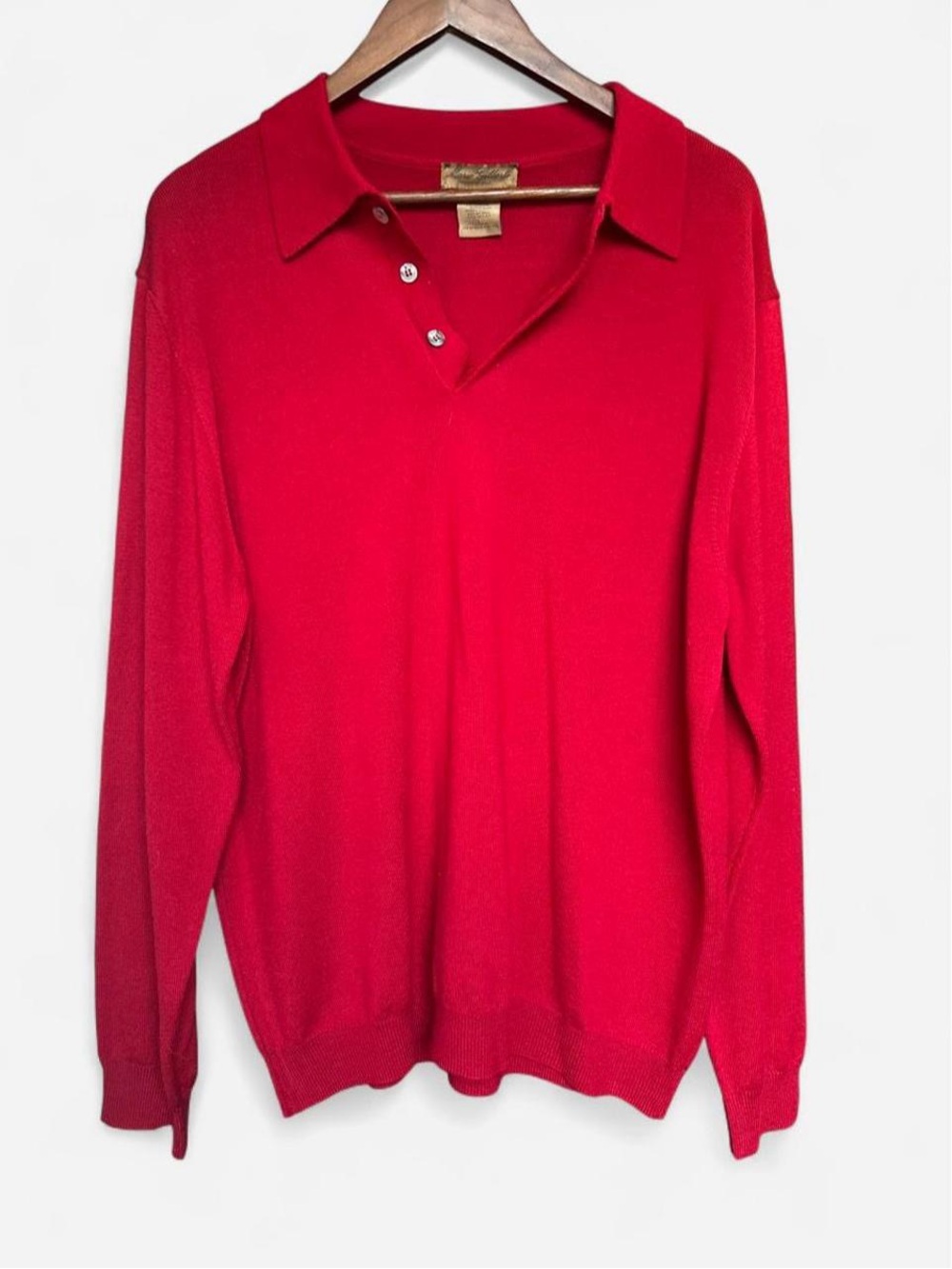 Mario Gilberti Italian Extra Fine Merino Wool Polo Sweater Mens Large Red